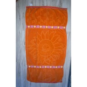 Palm Cove Beach Bath Towel 100% Cotton 28.5x57 Orange Suns Waves Made In Egypt